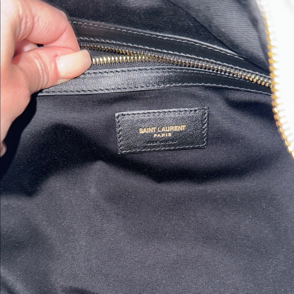 Saint Laurent Quilted White and Gold Shoulder Bag with YSL Logo - Picture 7 of 10
